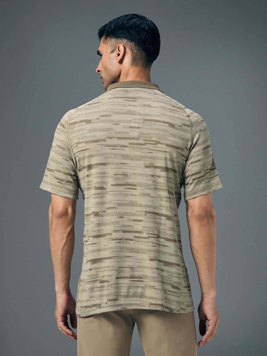Image of TECHNOSPORT Printed Men Polo Neck Beige T-Shirt