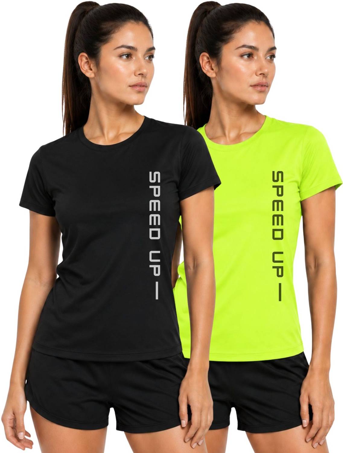 3colors Printed Women Round Neck Black, Green T-Shirt