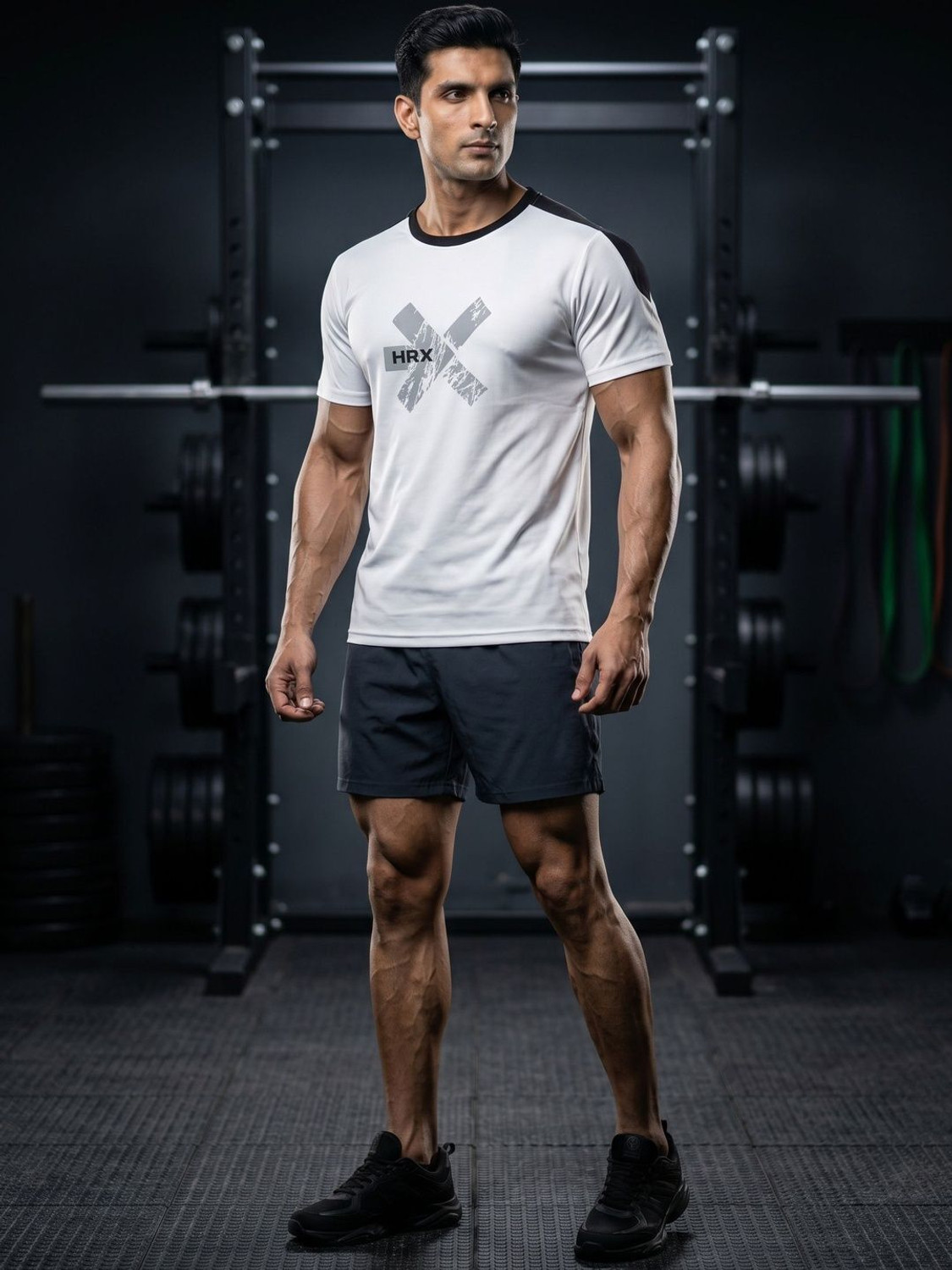Image of HRX by Hrithik Roshan Printed Men Round Neck White, Black T-Shirt