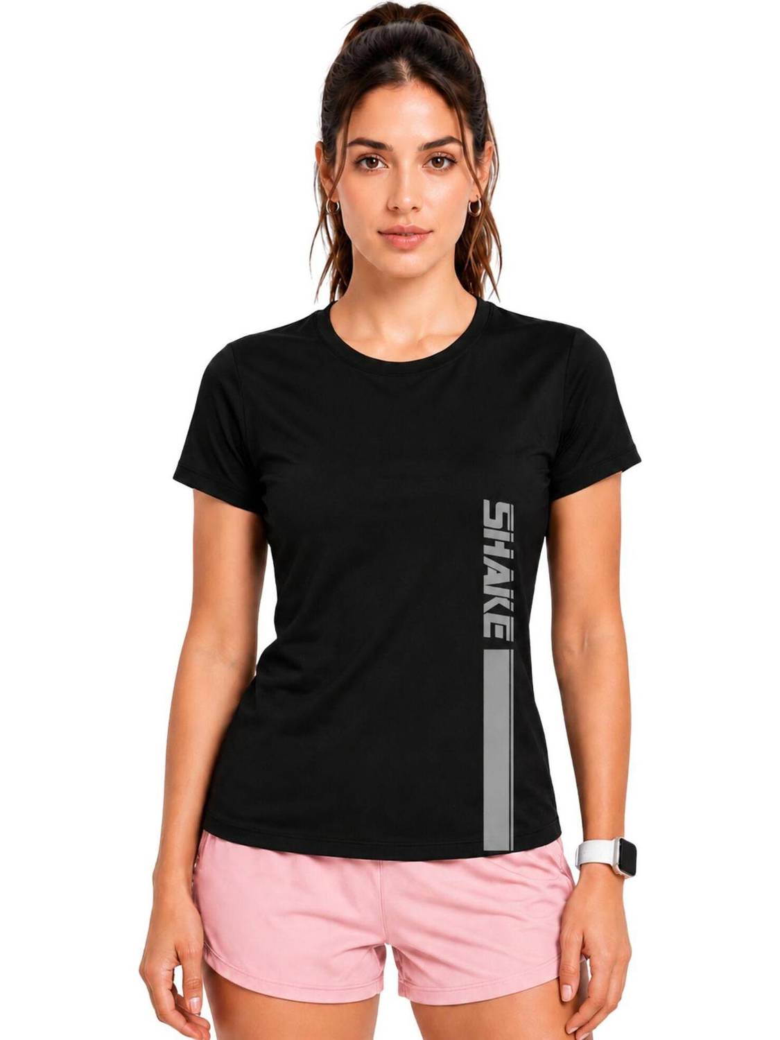 3colors Printed Women Round Neck Black T-Shirt