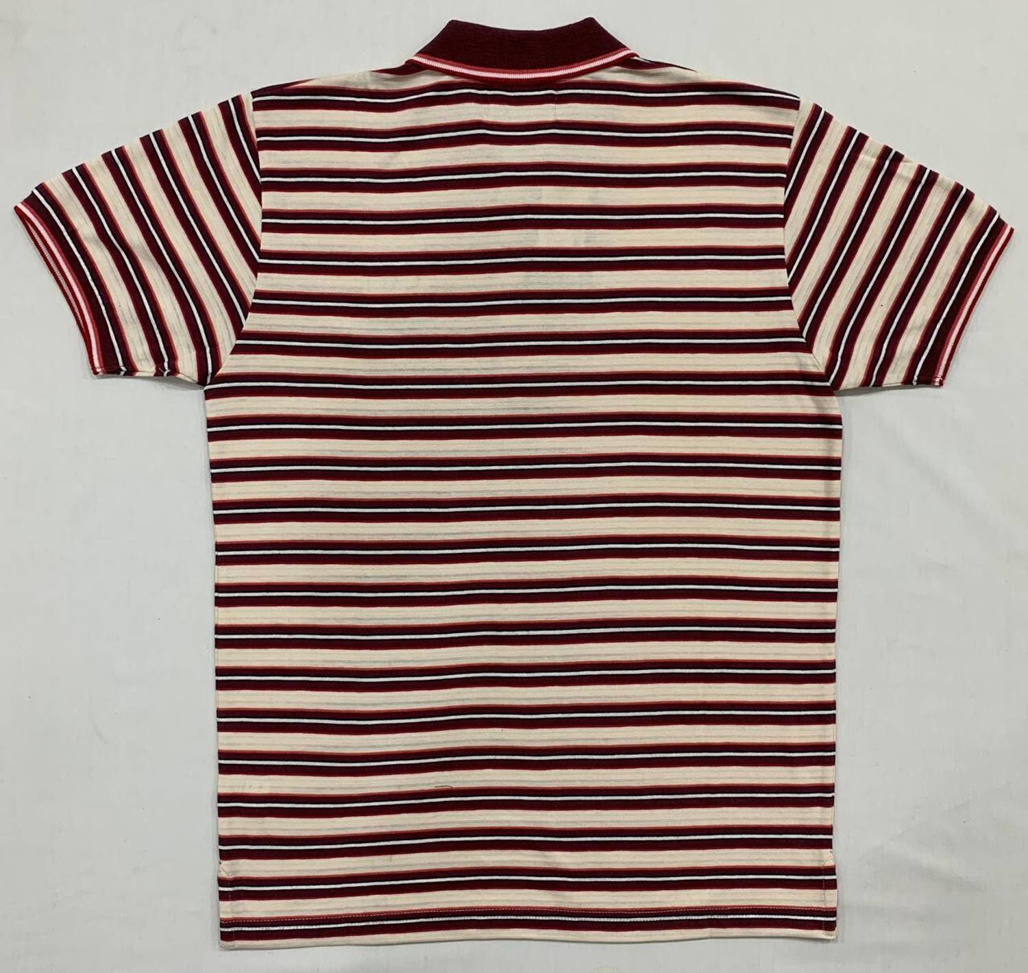 MARRINER Striped Men Polo Neck Maroon T-Shirt - Image 2
