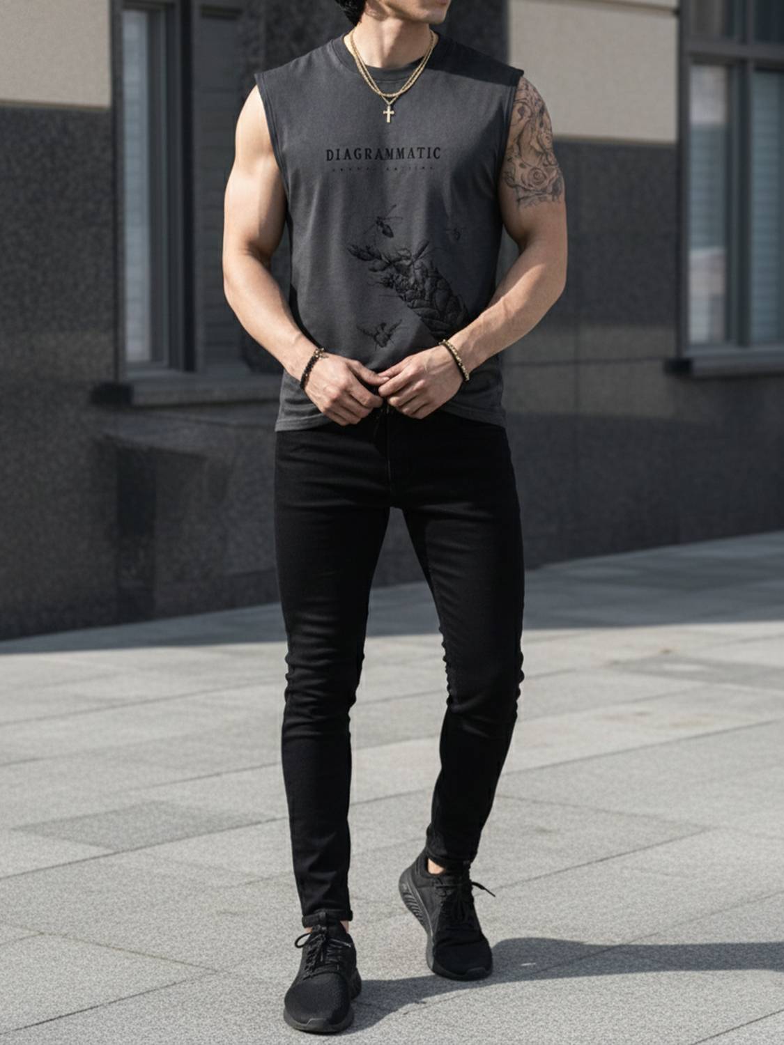 Jump Cuts Men Grey T-Shirt - Image 5