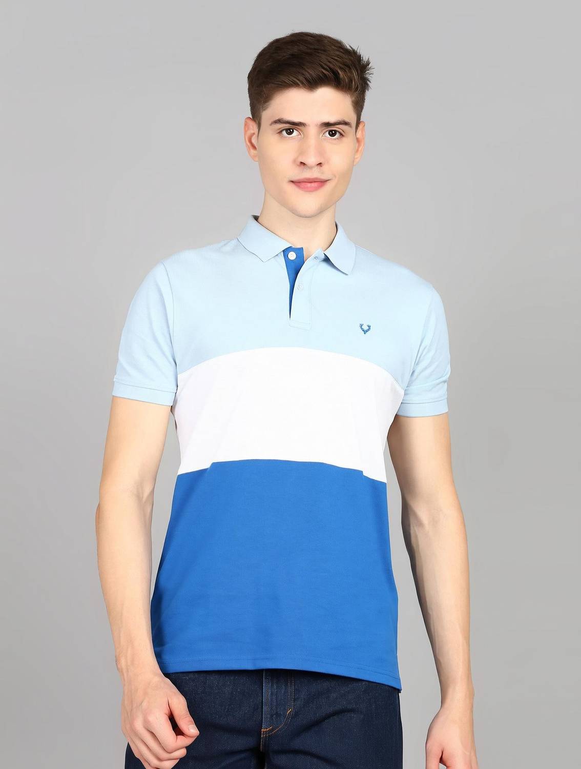 Allen Solly Colorblock Men Polo Neck White T-Shirt