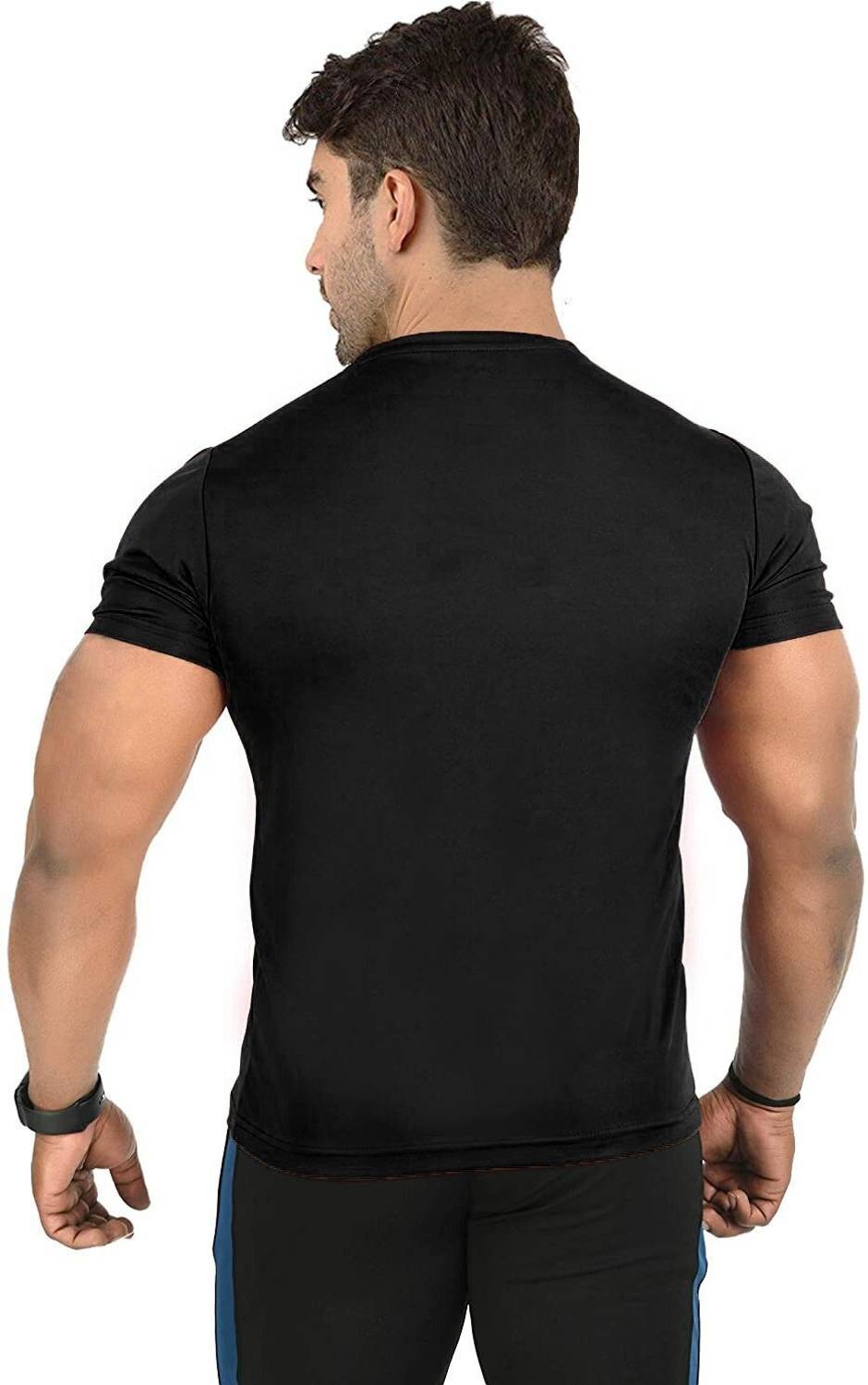 UDI n ADI Solid Men Round Neck Black T-Shirt Pack of 1 - Image 2