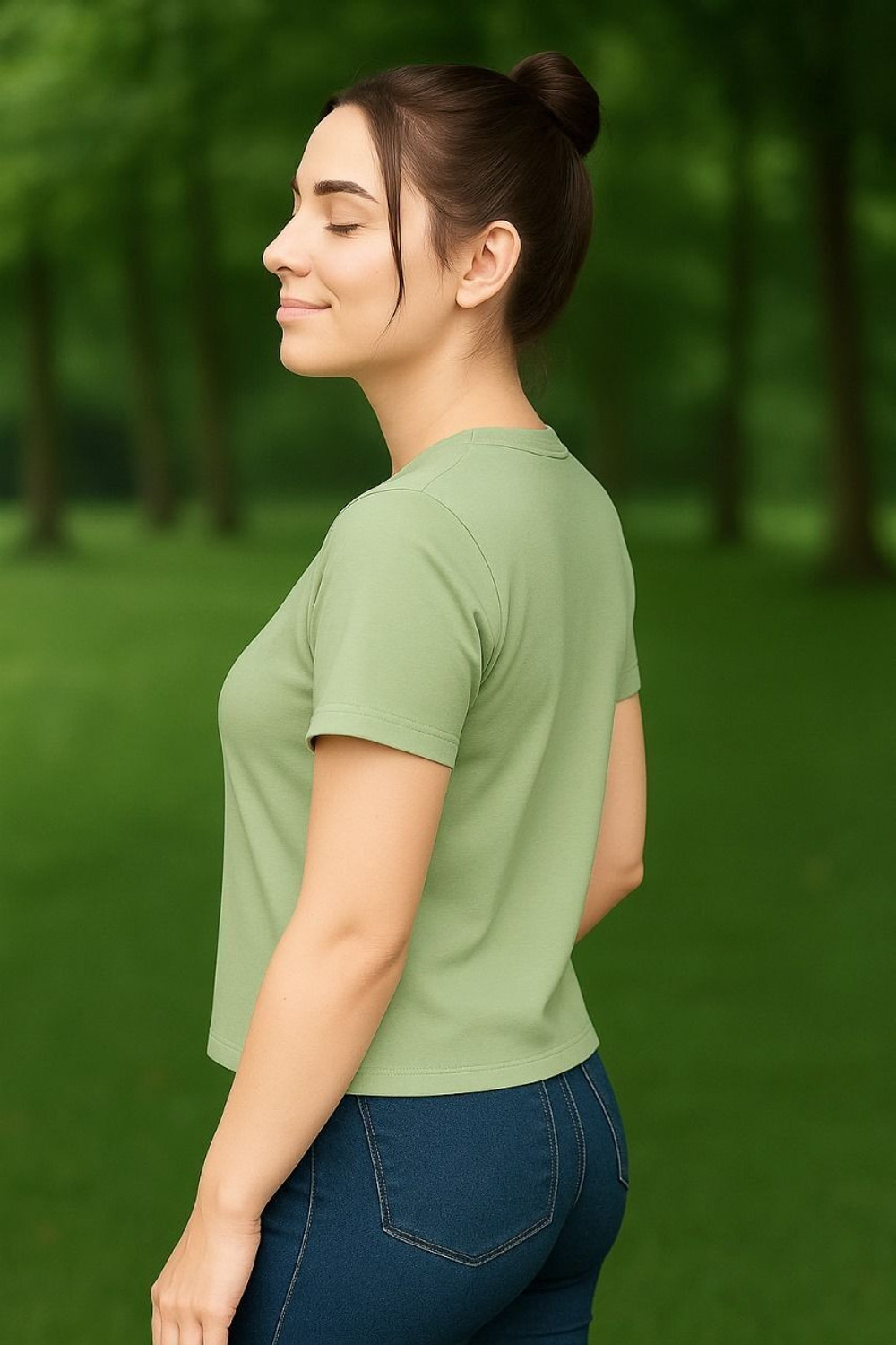 Image of HouseOfCommon Graphic Print Women Round Neck White, Green T-Shirt