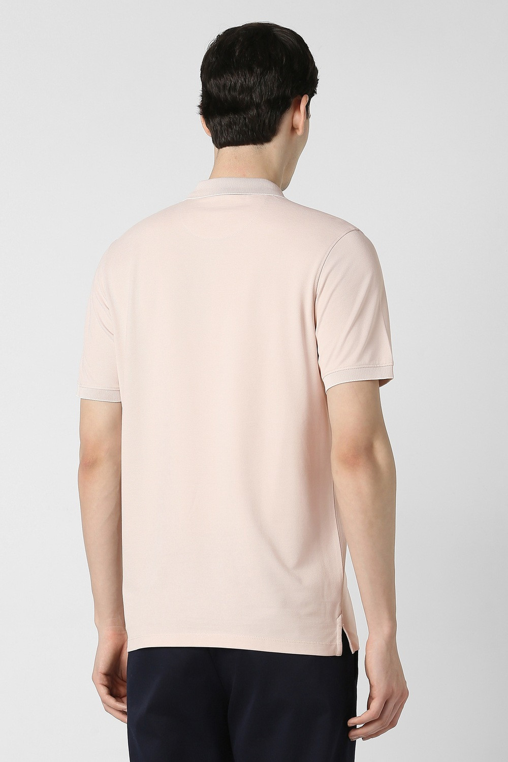 Image of PETER ENGLAND Men Solid Polo Neck Polycotton Pink T-Shirt