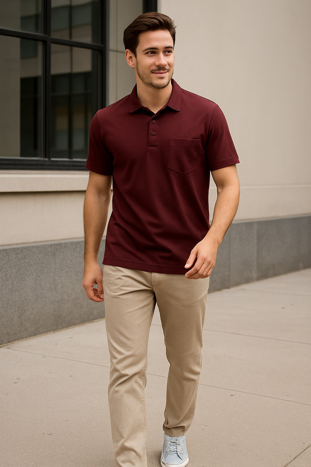 Image of Fleximaa Solid Men Polo Neck Brown T-Shirt