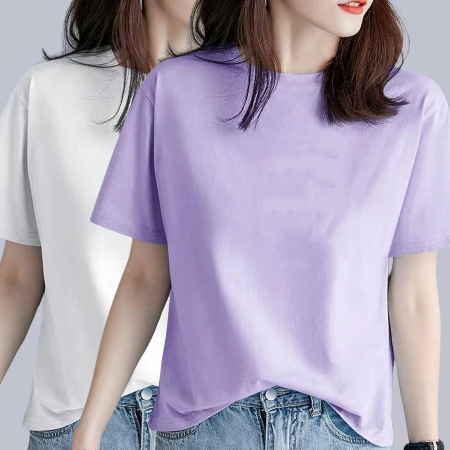 Povaxpo Graphic Print Women Round Neck Purple, White T-Shirt