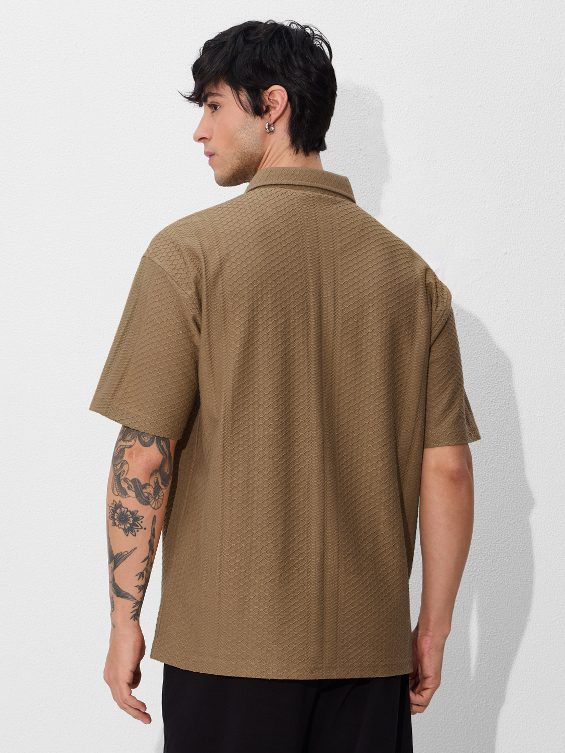 Image of The Souled Store Solid Men Polo Neck Brown T-Shirt