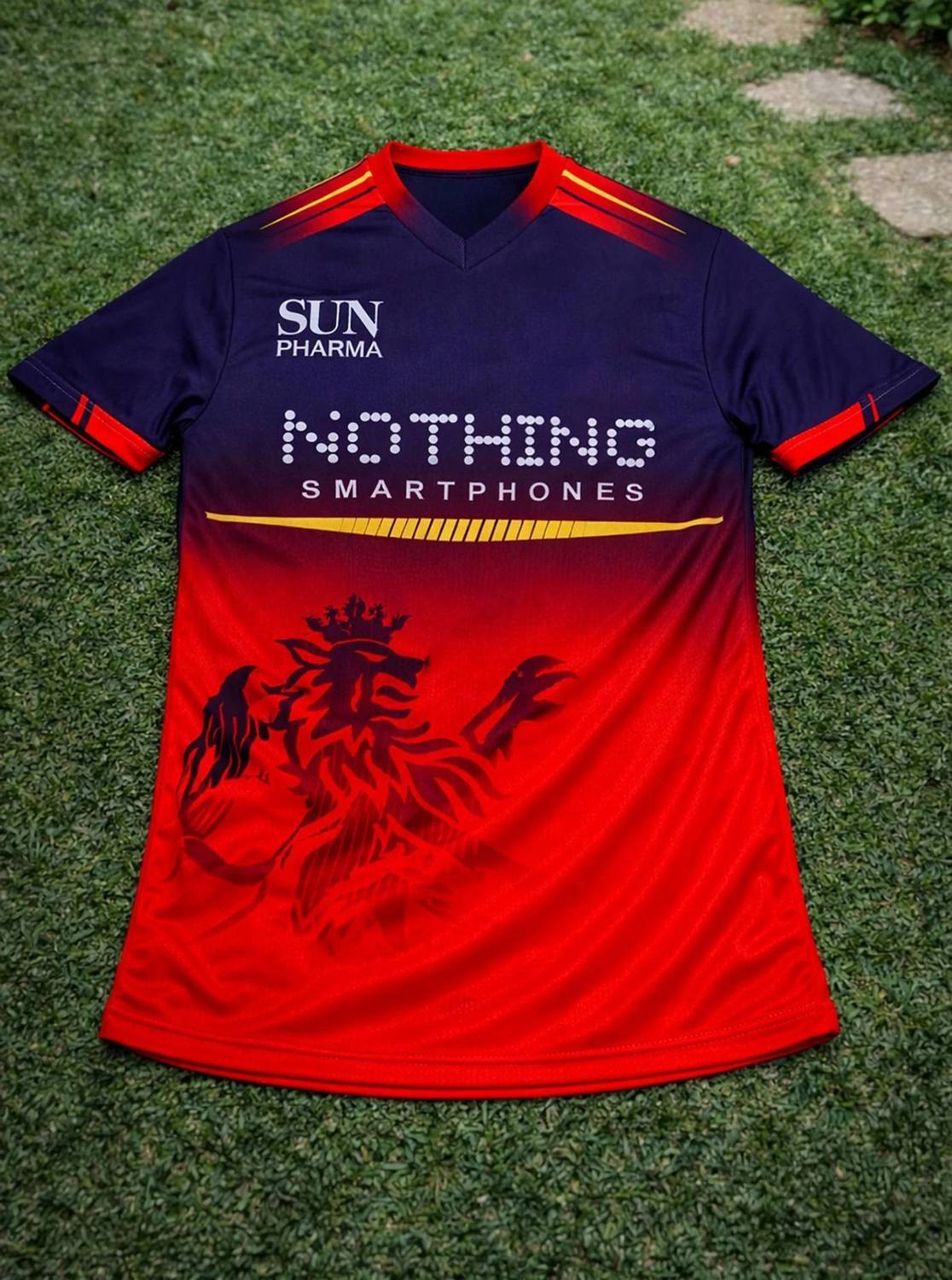 ROYAL HITTERS Printed Men V Neck Red, Blue T-Shirt