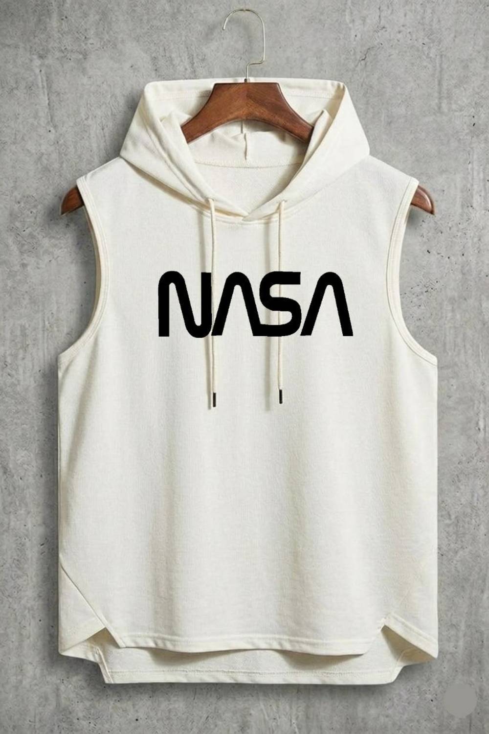 KUGDIT Men Hooded Neck White T-Shirt