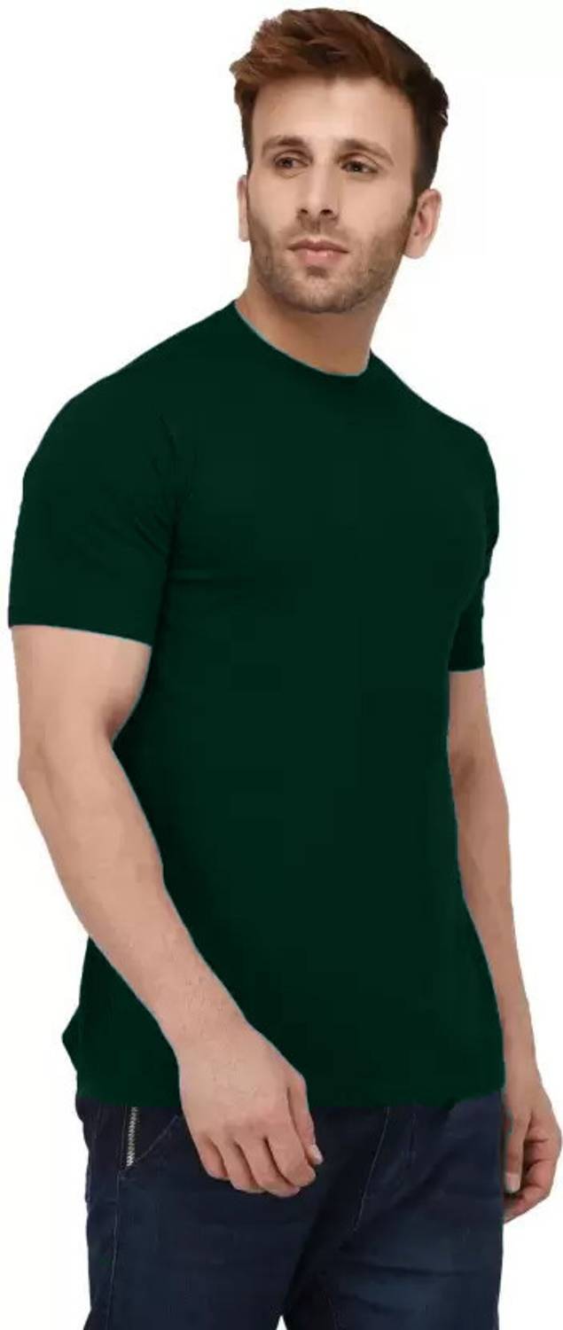 INKKR Men Solid Round Neck Cotton Blend Multicolor T-Shirt