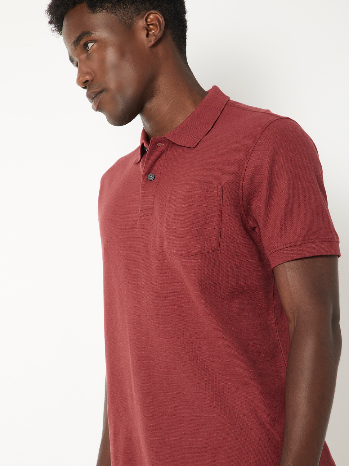 Image of MAX Self Design Men Polo Neck Brown T-Shirt