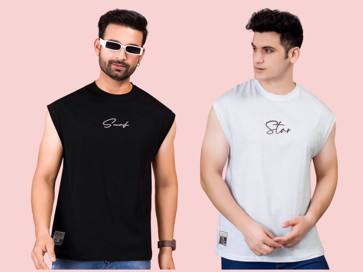 I&D Pack of 2 Men Printed Round Neck Pure Cotton Multicolor T-Shi