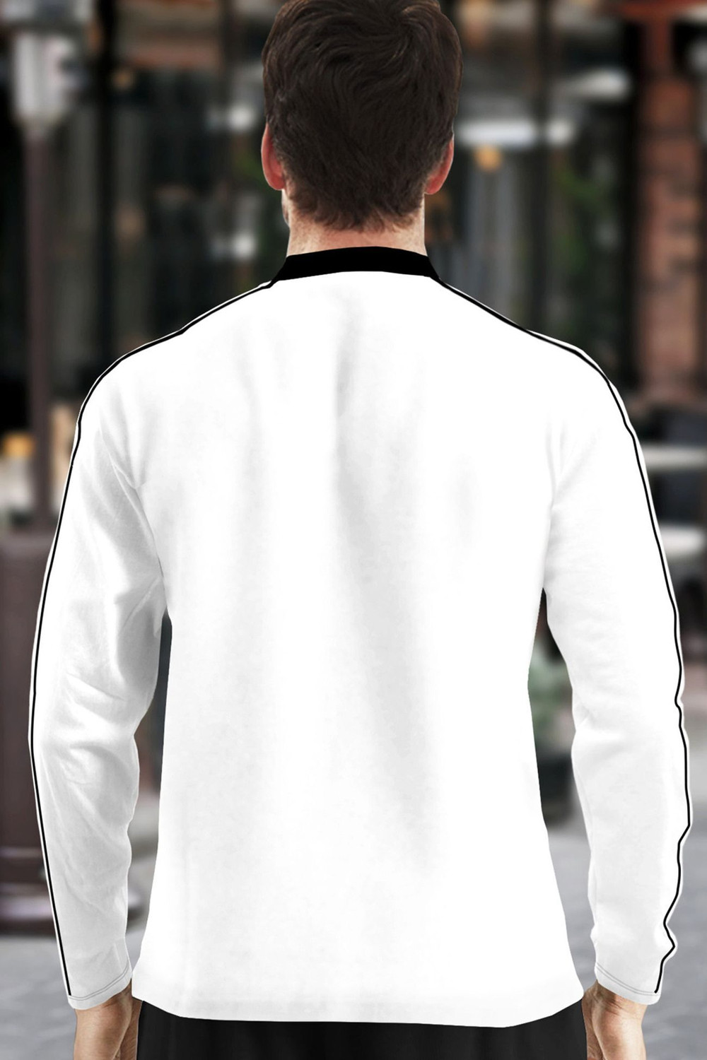Image of TRIPR Solid Men Mandarin Collar White, Black T-Shirt
