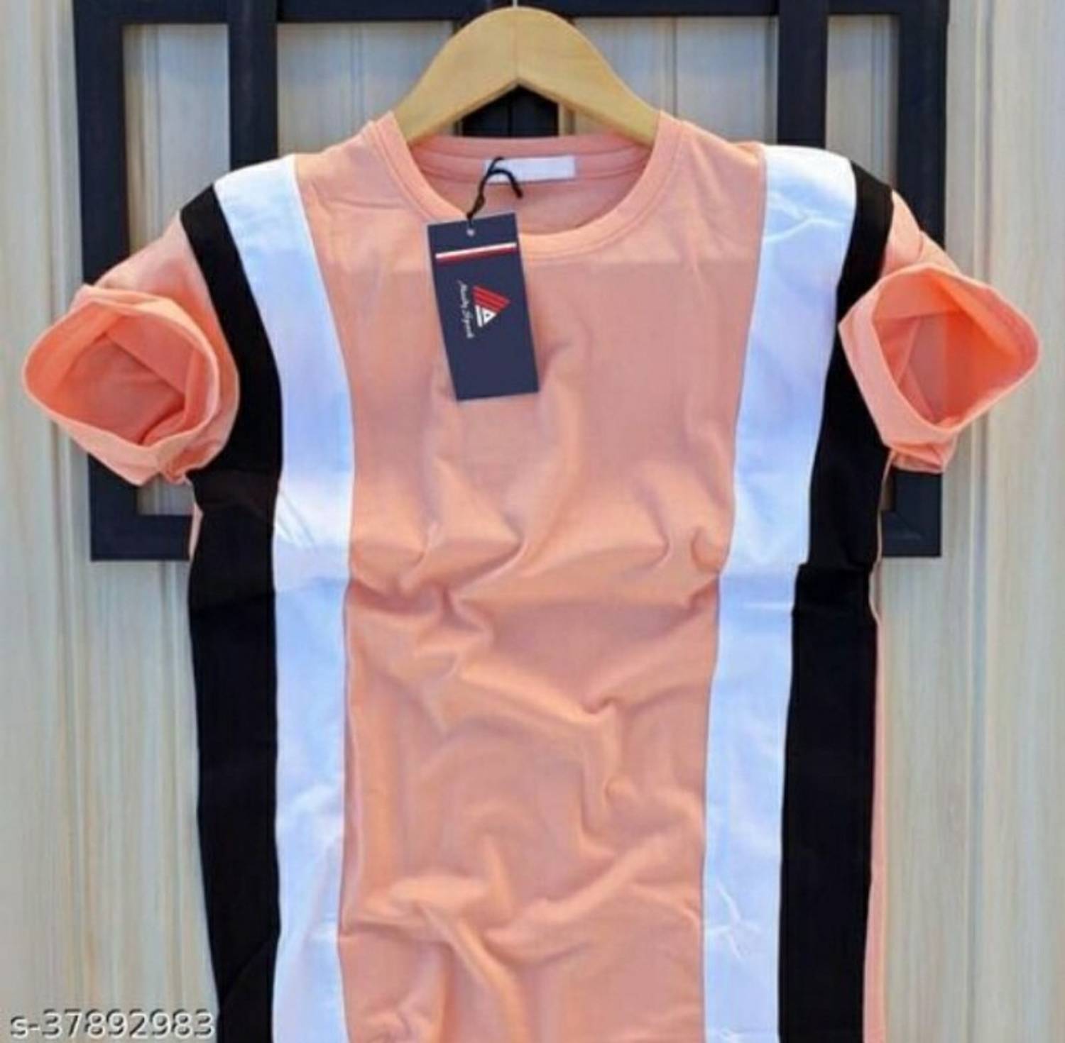 Try This Men Self Design Round Neck Cotton Blend Pink T-Shirt