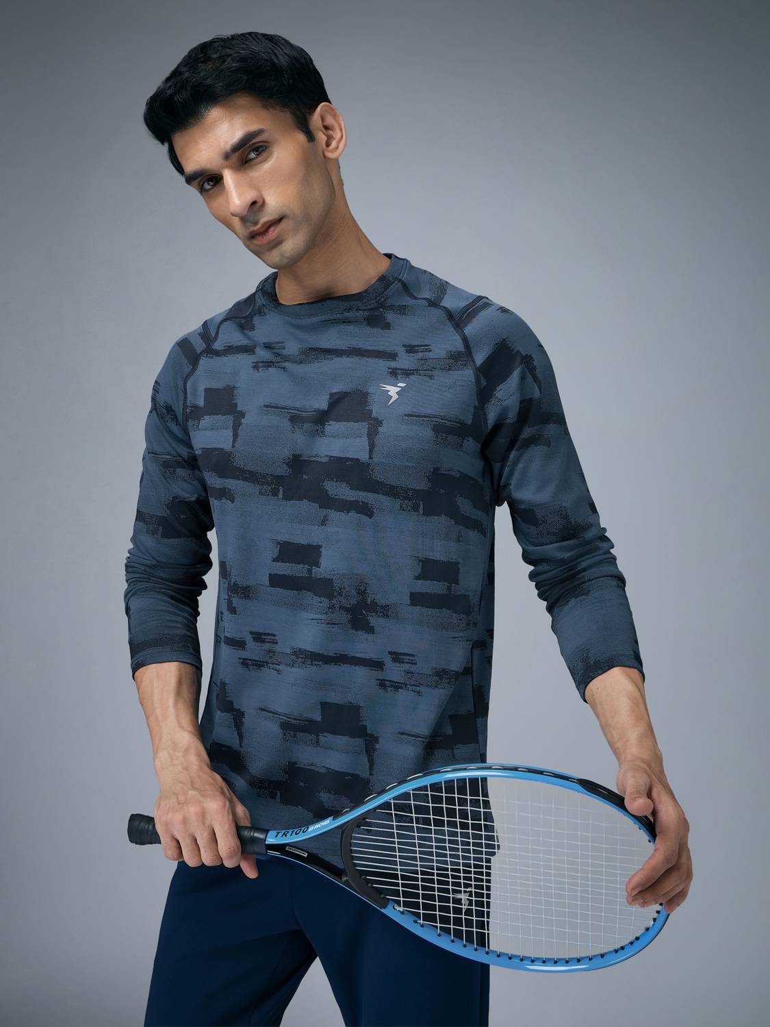 TECHNOSPORT Men Navy Blue Crew Neck T-Shirt - Image 1