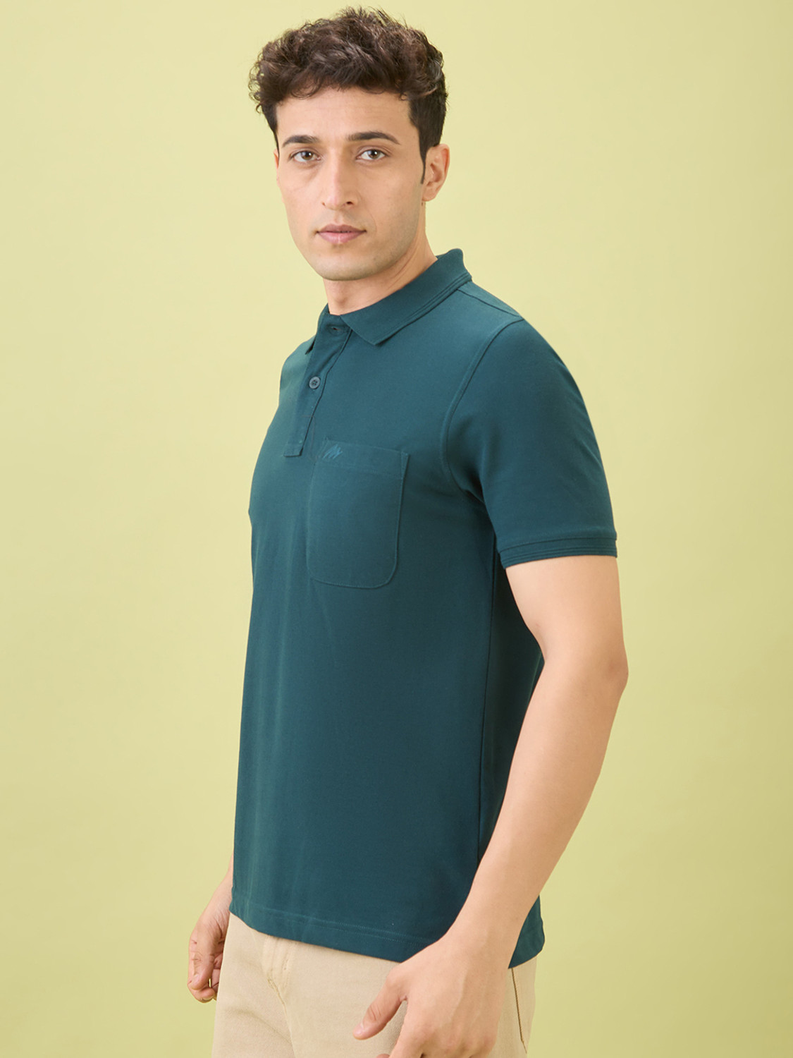Image of Hint Solid Men Polo Neck Light Green T-Shirt