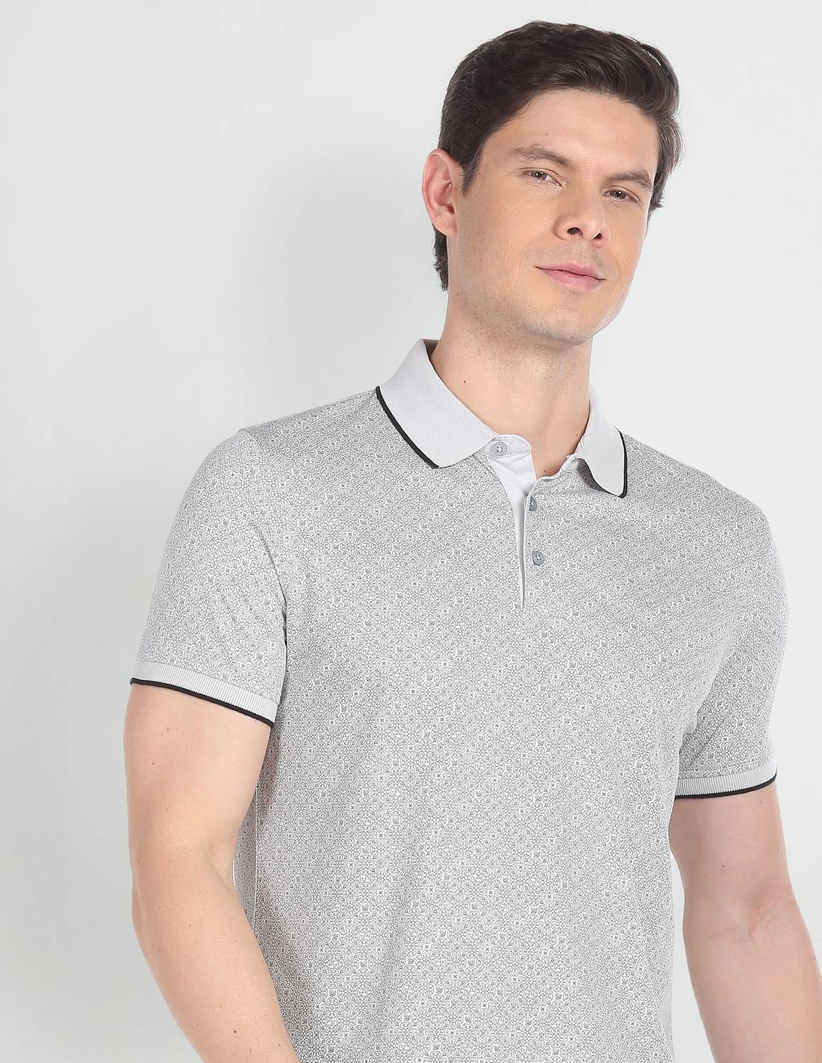 ARROW Printed Men Polo Neck White T-Shirt