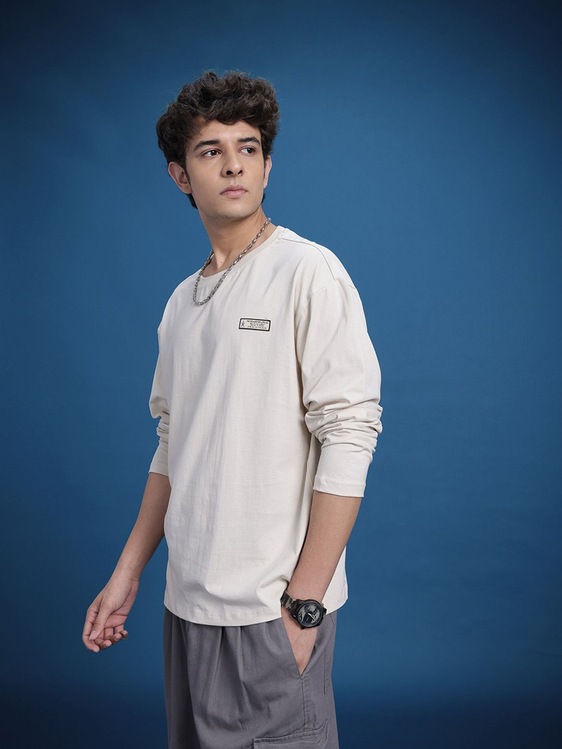 Image of Roadster Solid Men Round Neck White T-Shirt