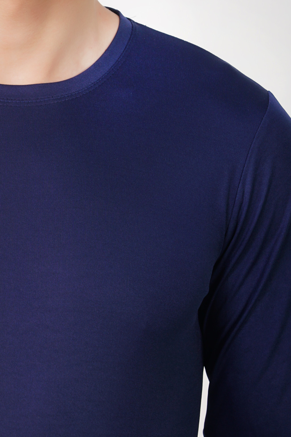 Image of KASPY Solid Men Round Neck Navy Blue T-Shirt