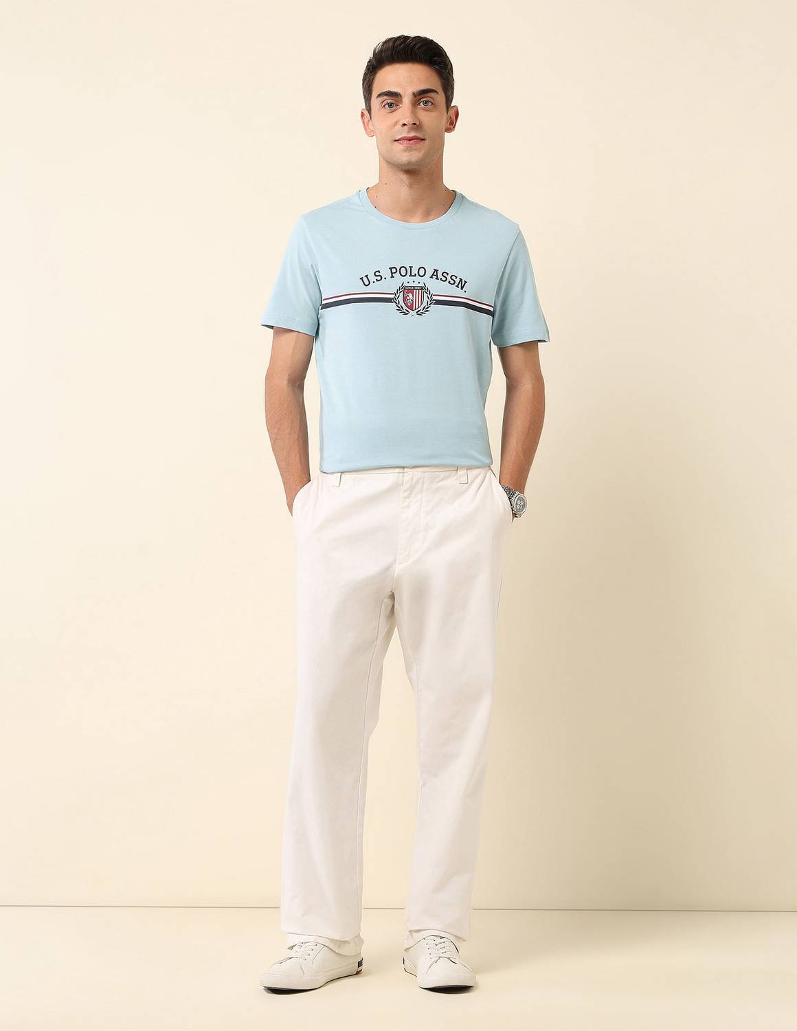 U.S. POLO ASSN. Men Light Blue T-Shirt - Image 3