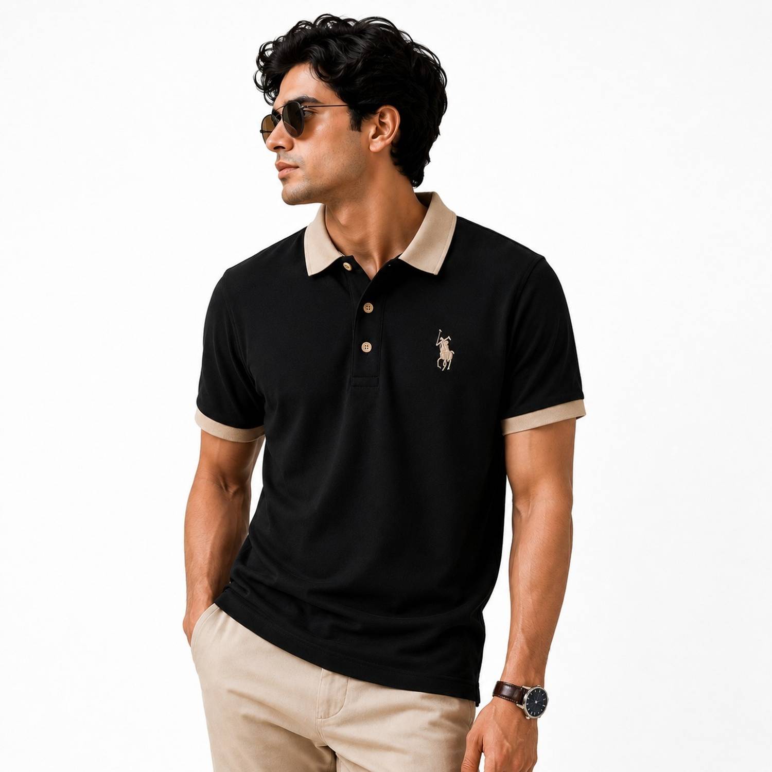 TAILORSTITCH Men Short Sleeve Embroidered Sweatshirt - Image 2