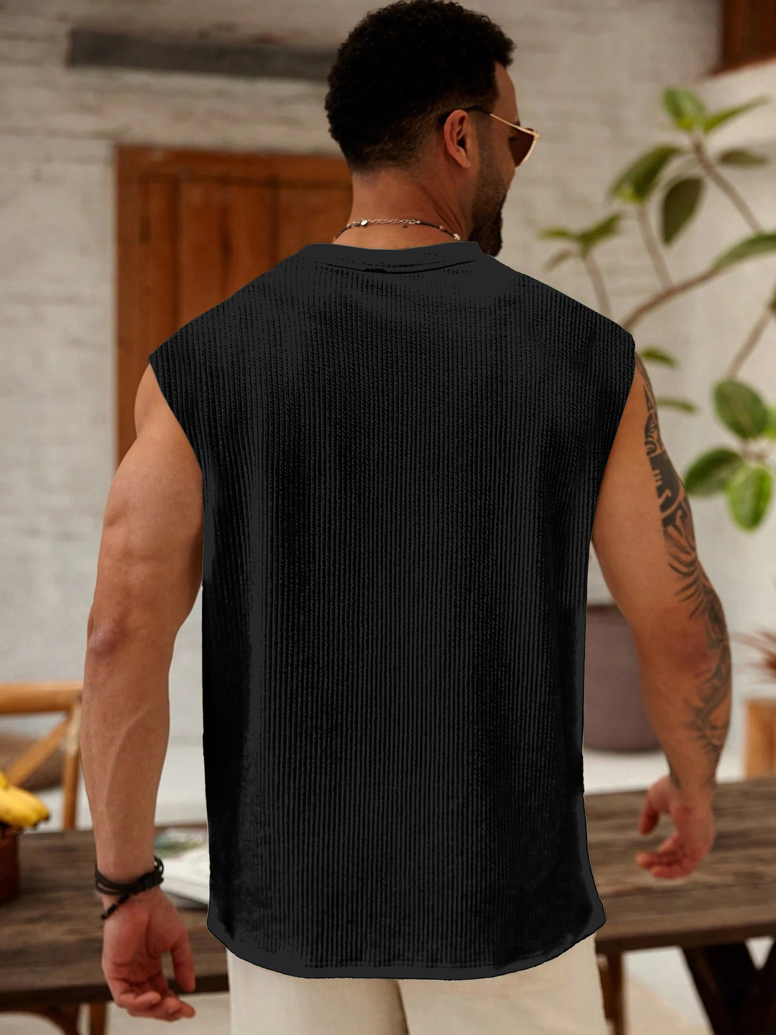 Image of KAJARU Self Design Men Round Neck Black T-Shirt