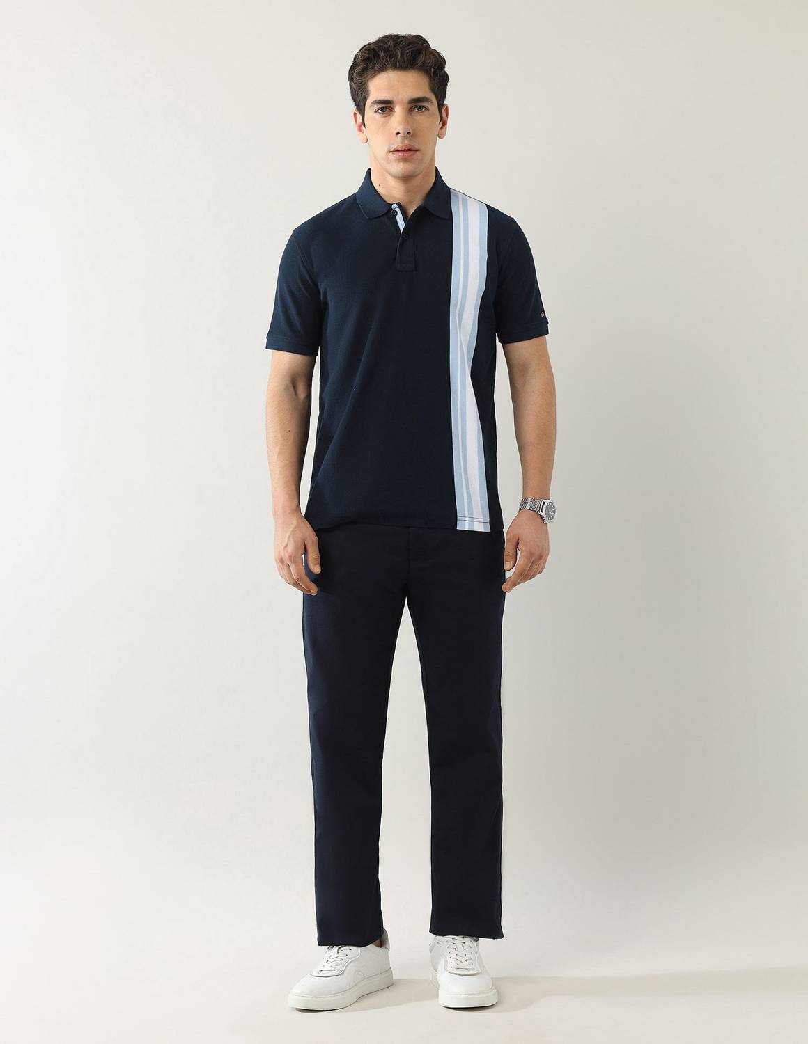 Arrow Sport Striped Blue Polo Neck T-Shirt - Image 2