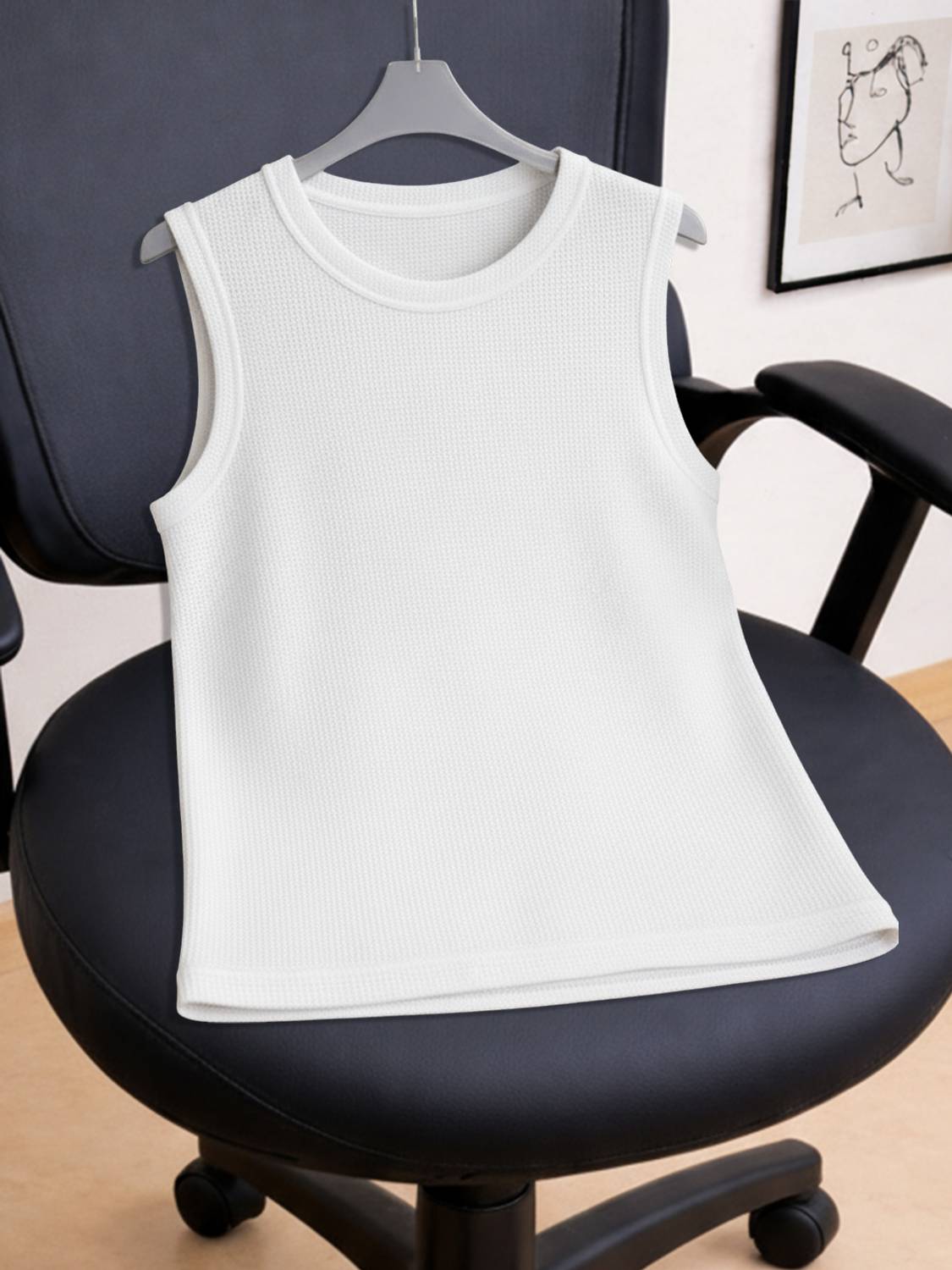 Fashion Solid Men Round Neck White T-Shirt