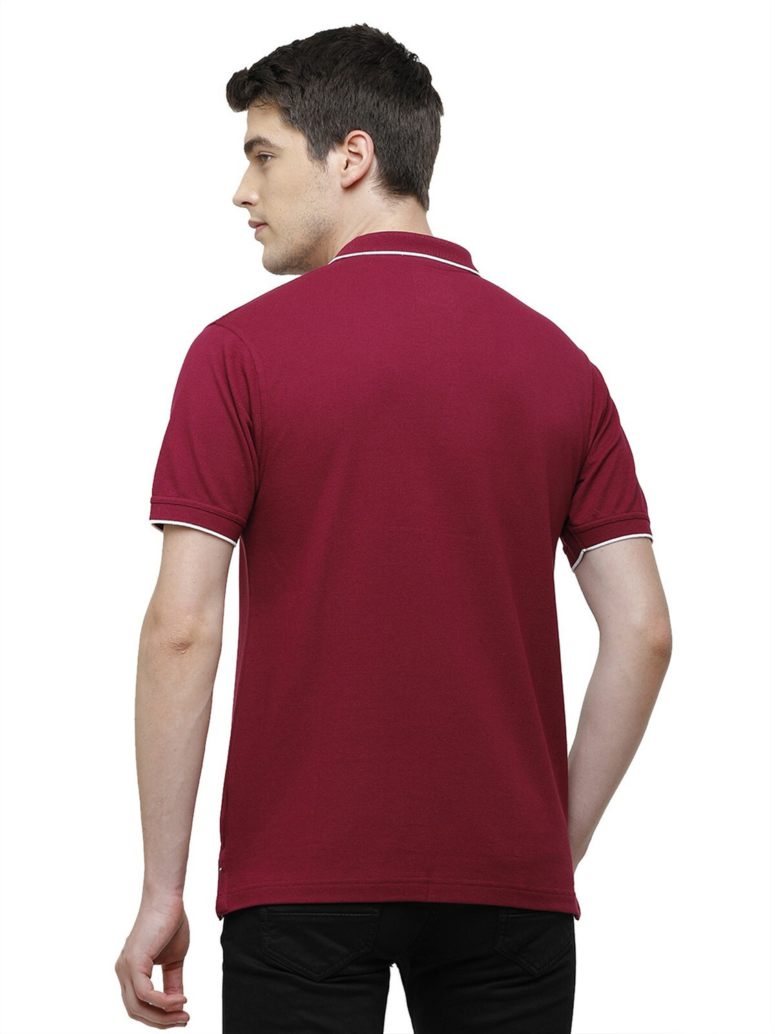 Image of Classic Polo Solid Men Polo Neck Maroon T-Shirt