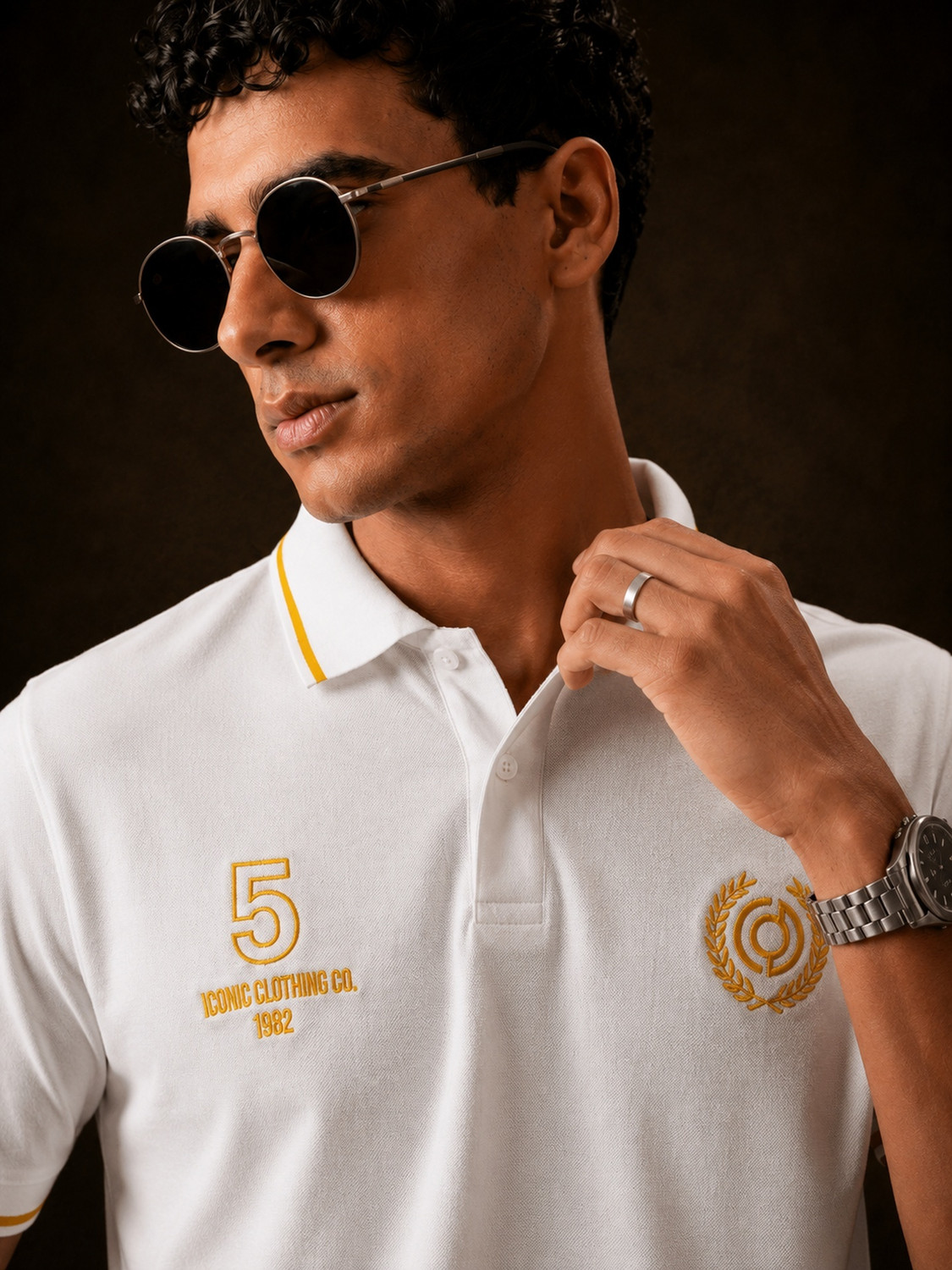 Image of Occupied Clothing Co. Men Solid Polo Neck Pure Cotton White T-Shirt