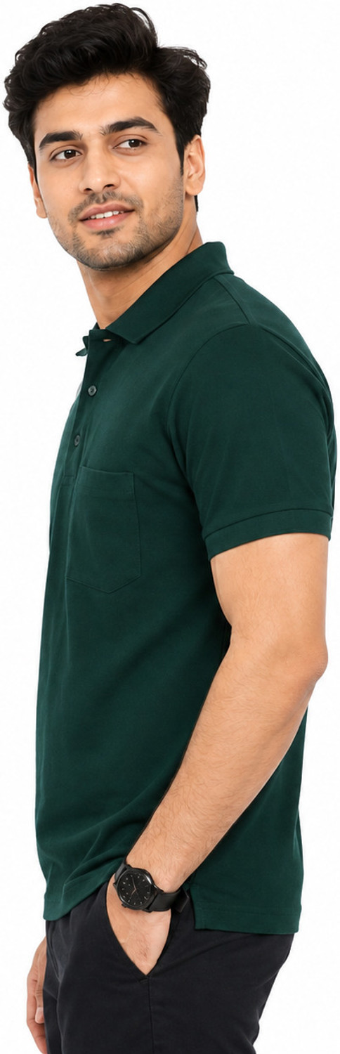 Image of Maintain Solid Men Polo Neck Green T-Shirt