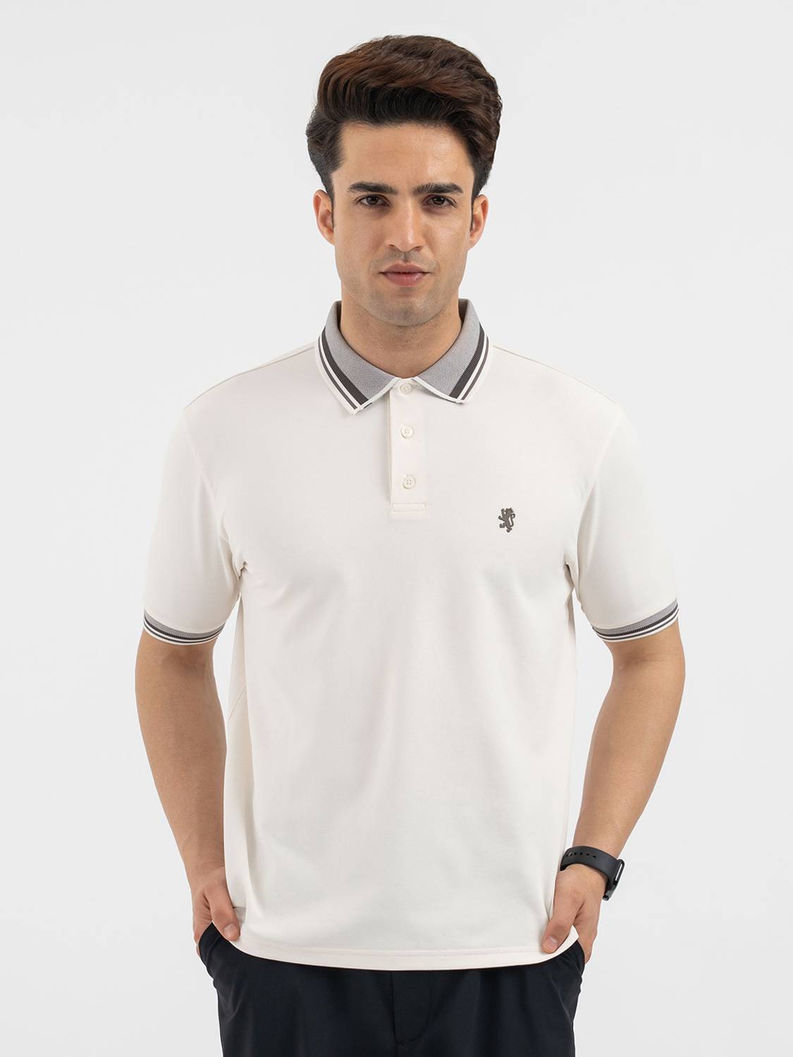 RED TAPE Men Beige Polo Neck T-Shirt - Image 1