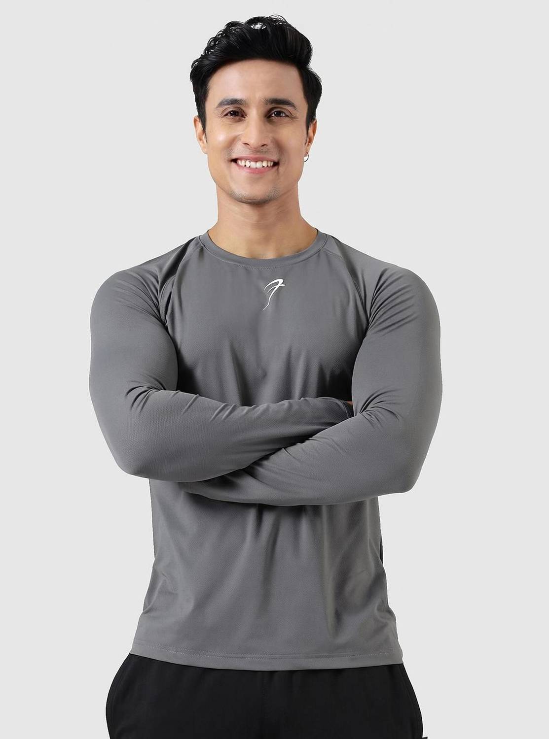FuaarK Solid Men Crew Neck Grey T-Shirt