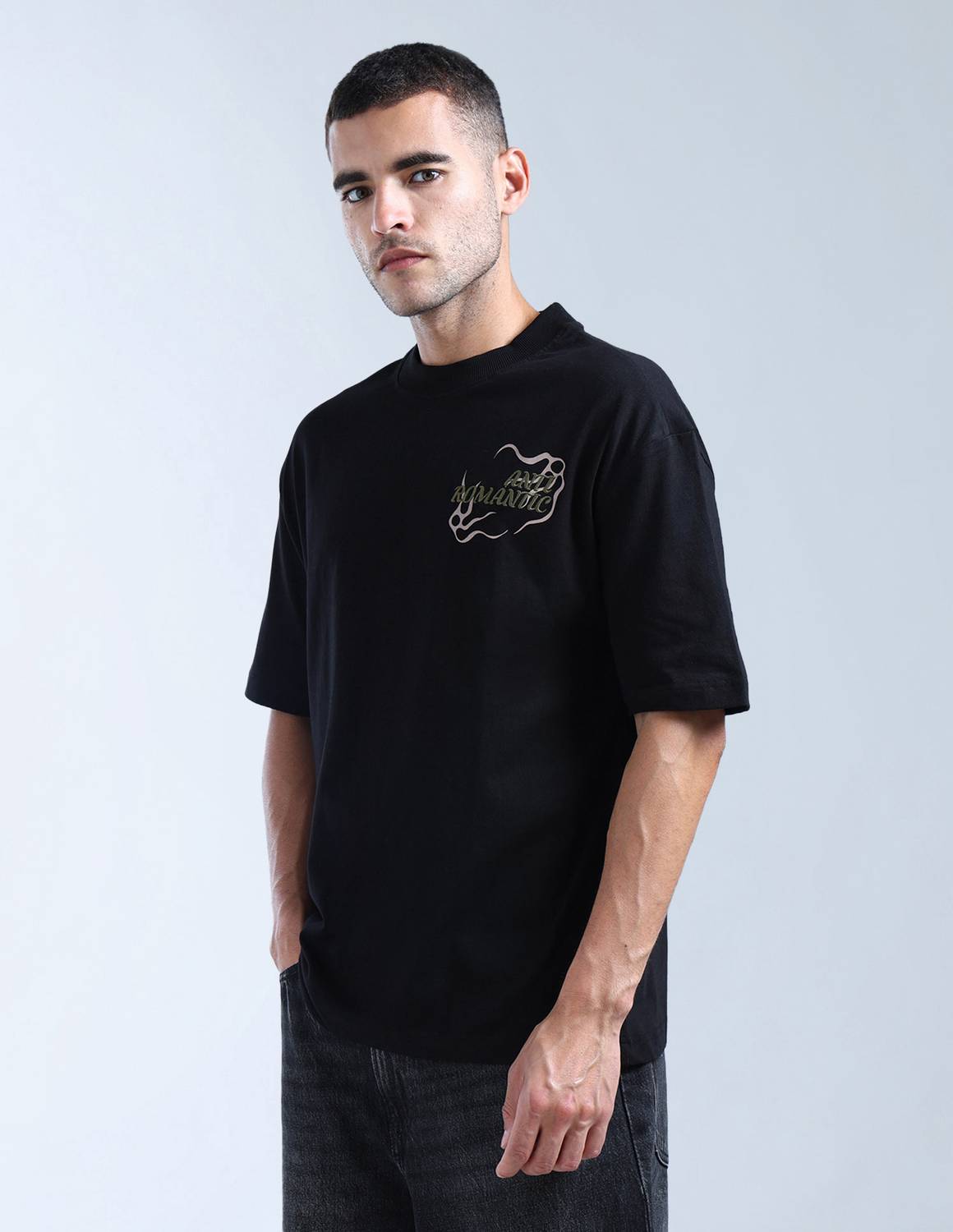 FLYING MACHINE Graphic Print Men Black T-Shirt - Image 4