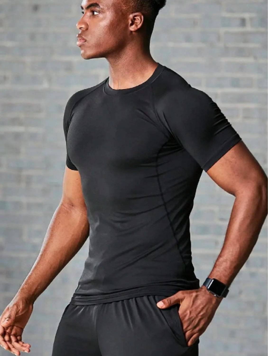 Everloom Solid Men Round Neck Black T-Shirt - Image 4