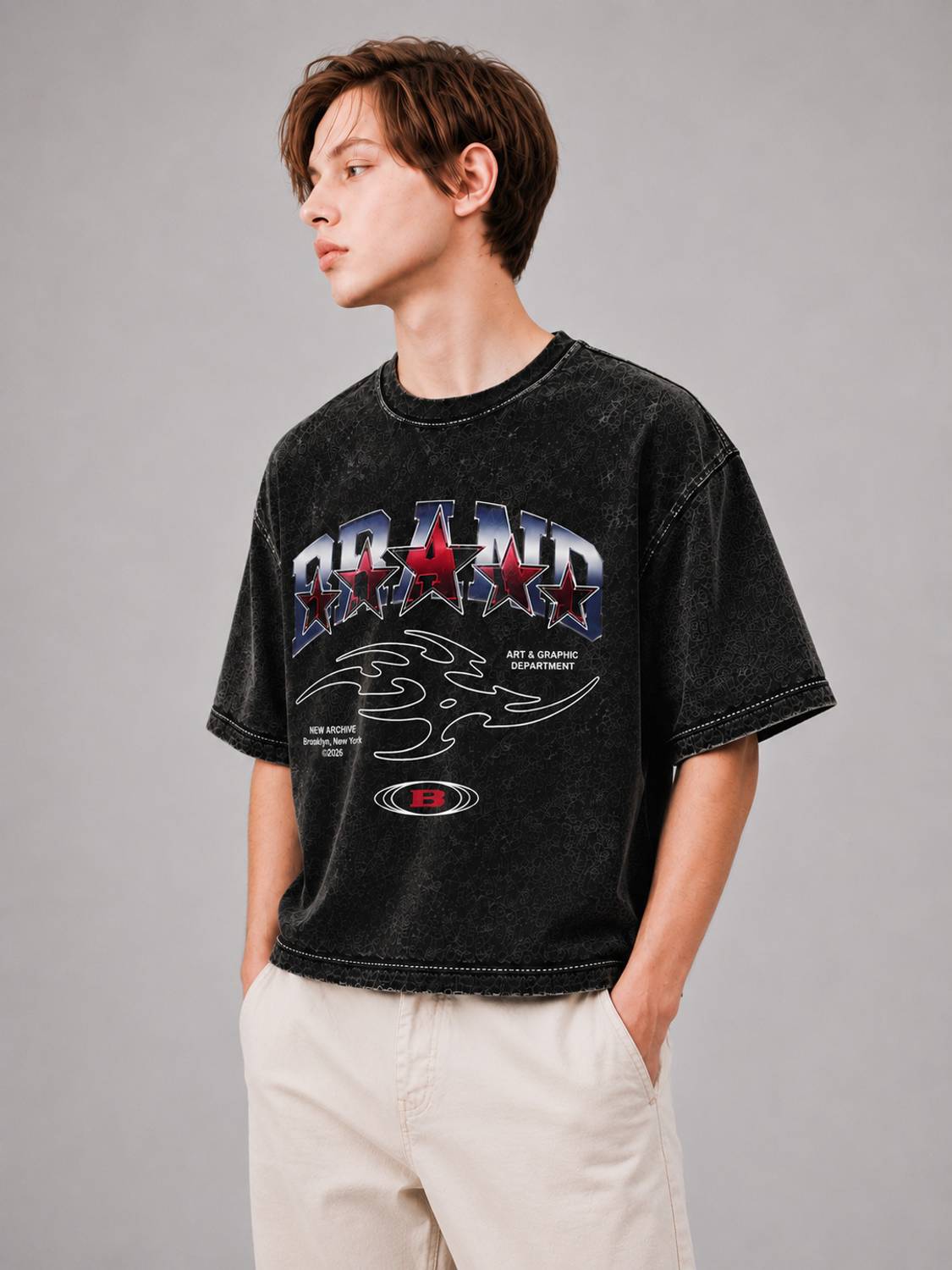 JAXION Black Round Neck T-Shirt - Image 3