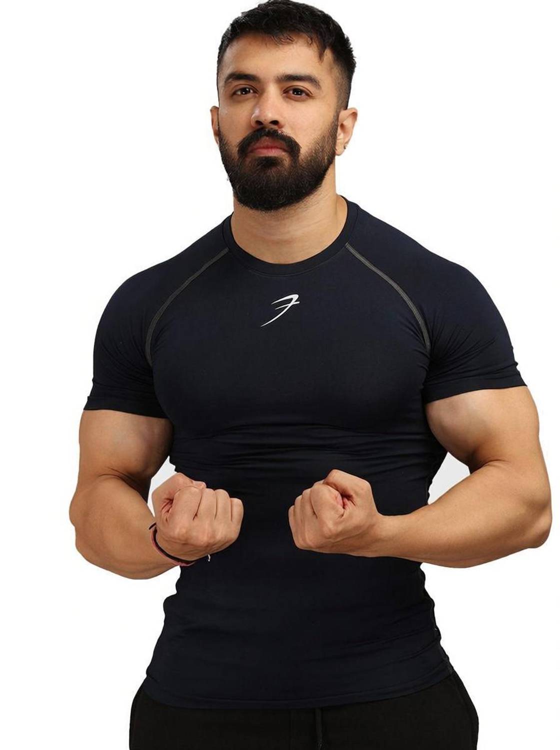 FuaarK Solid Men Round Neck Navy Blue T-Shirt