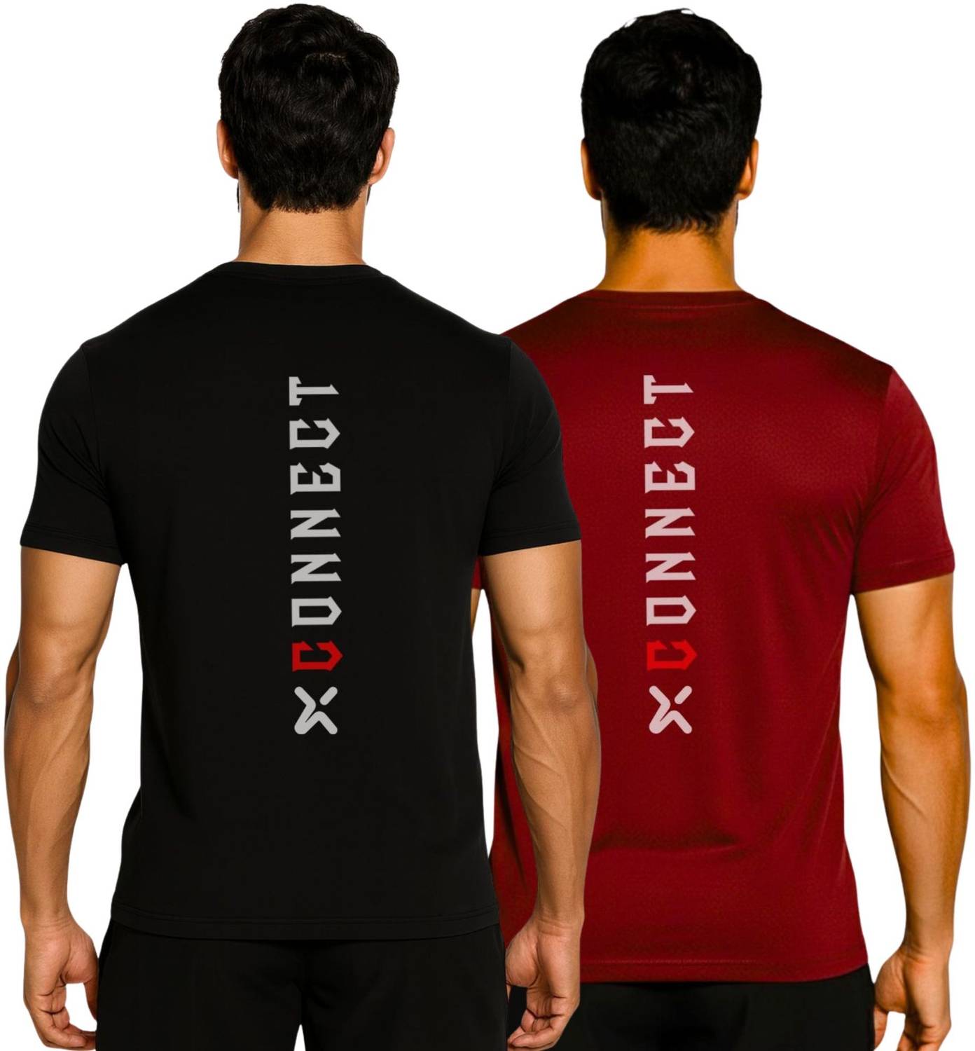 3colors Typography Men Round Neck Black, Maroon T-Shirt