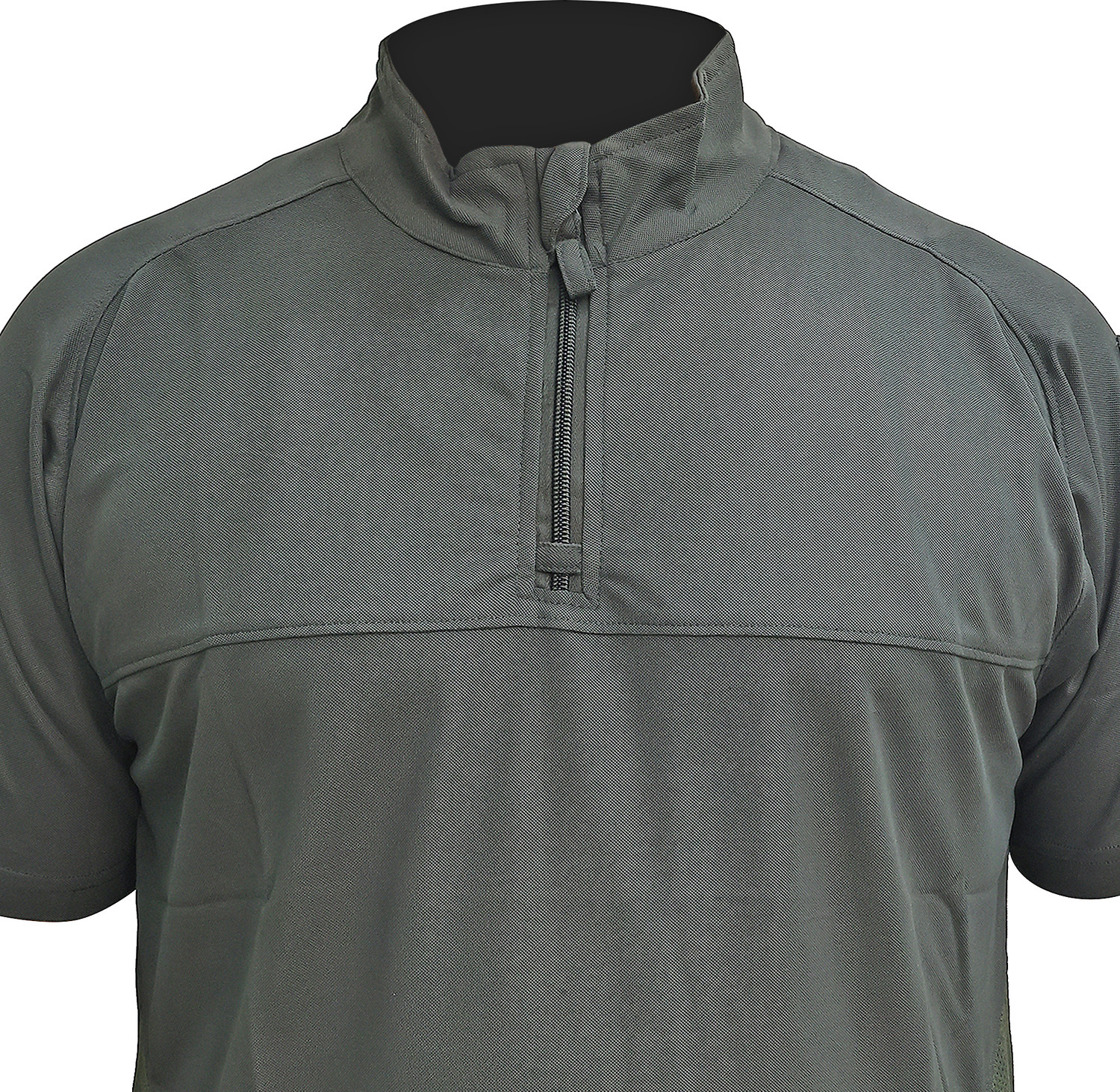 Image of COSMO Solid Men Zip Neck Grey T-Shirt