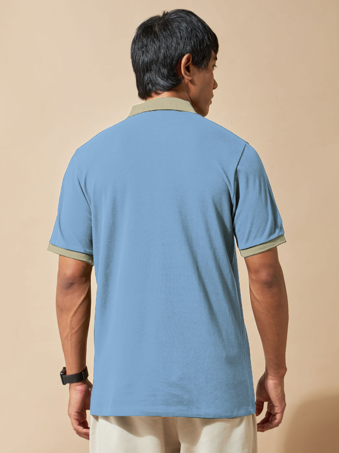 Image of JUST ROAR Colorblock Men Polo Neck Multicolor T-Shirt