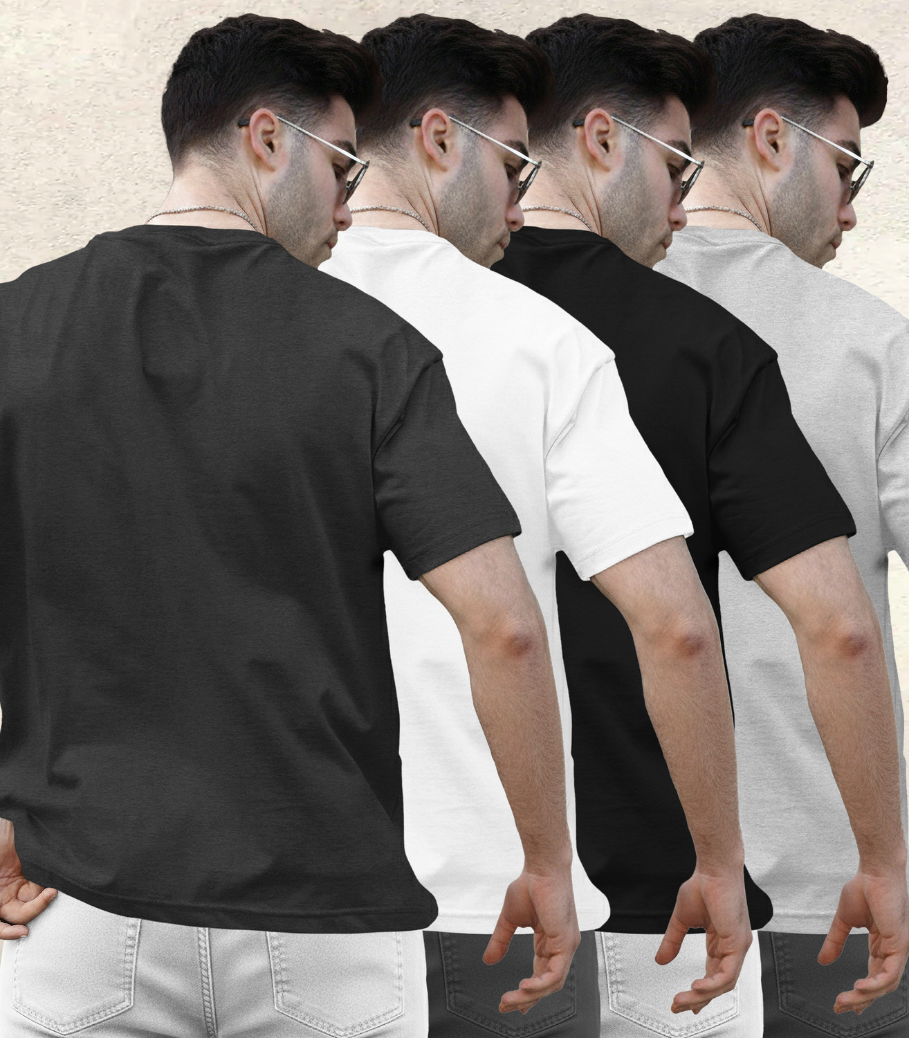Image of TRIPR Solid Men Round Neck Multicolor T-Shirt