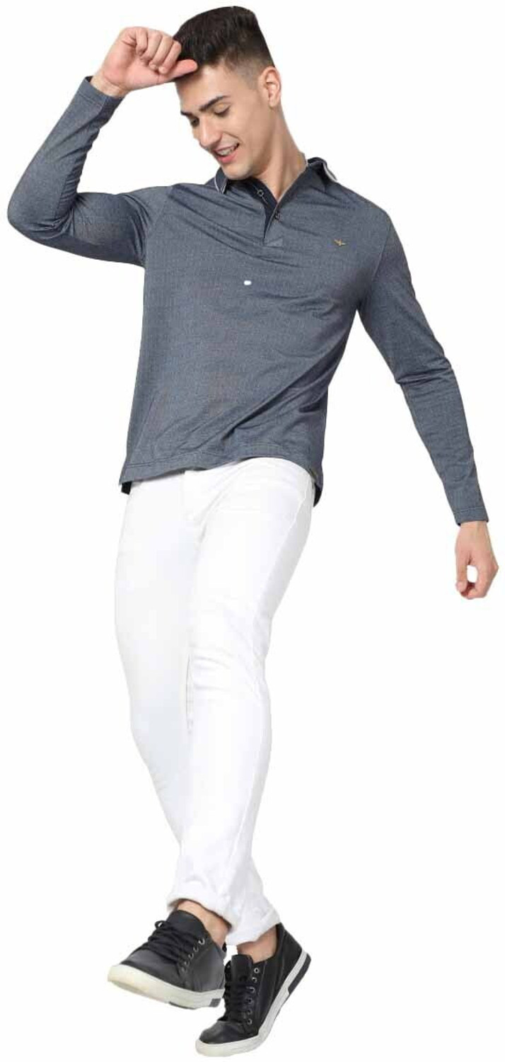 Image of Stellers Solid Men Polo Neck Grey T-Shirt
