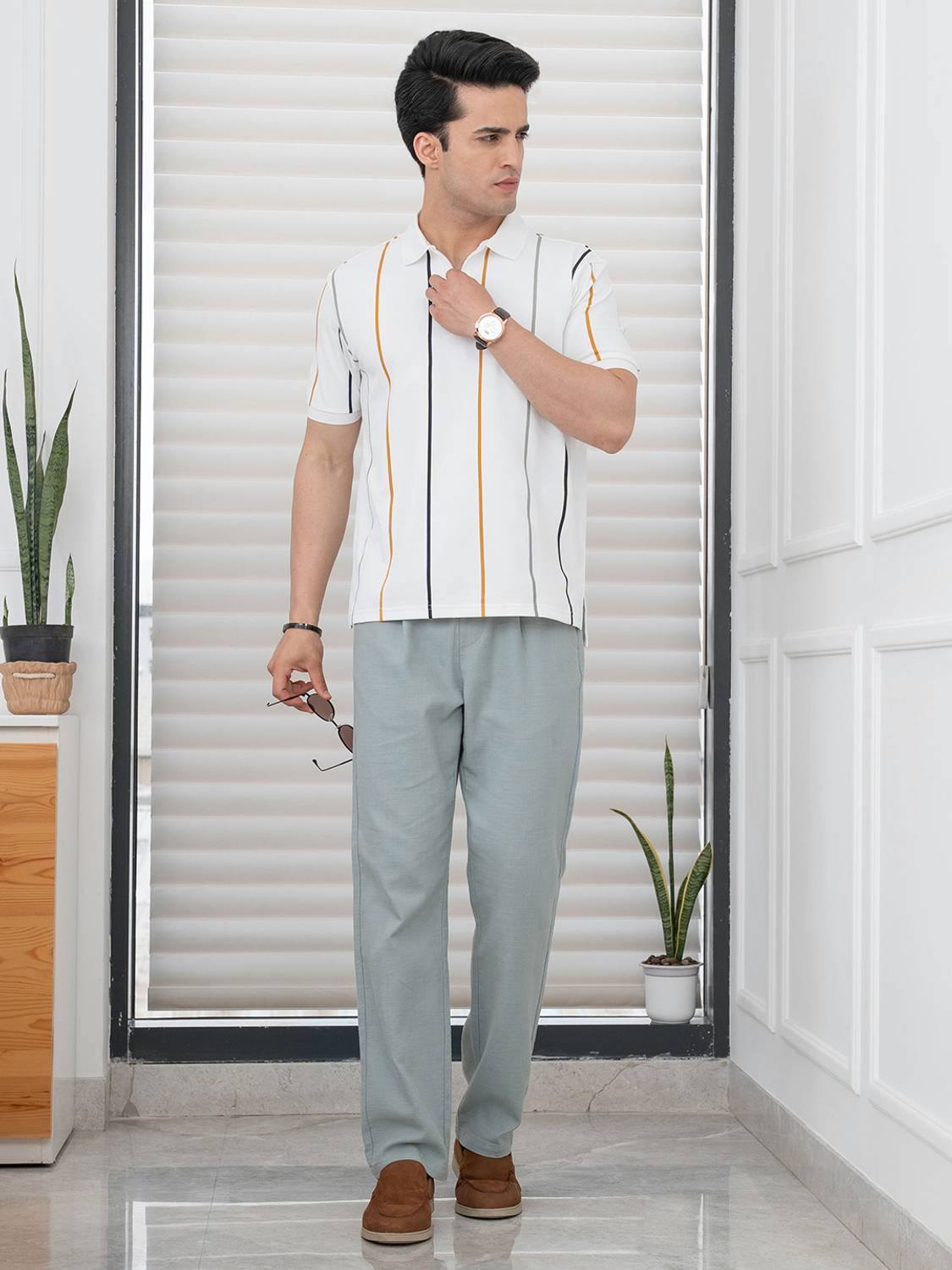 RED TAPE Men Polo Neck White T-Shirt - Image 4