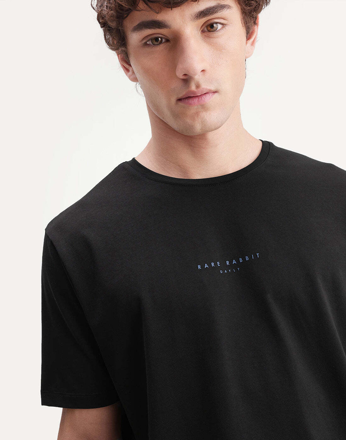 Image of RARE RABBIT Solid Men Crew Neck Black T-Shirt