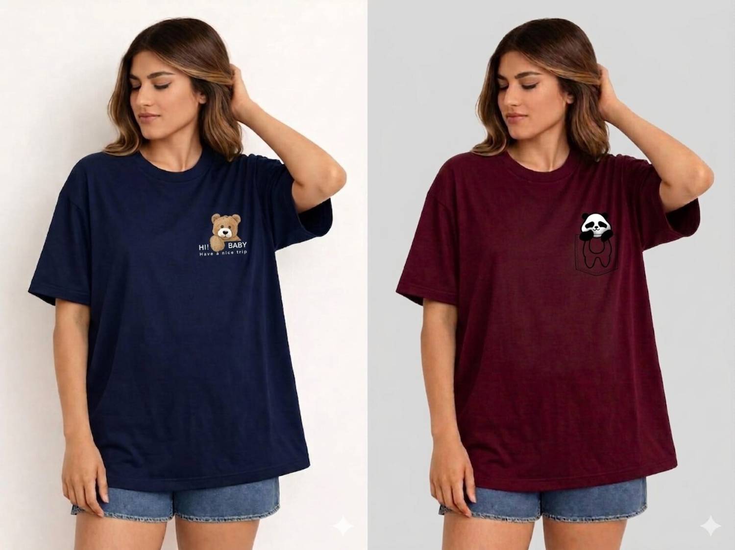 Qvick Women Blue Maroon T-Shirt Pack of 2 - Image 1