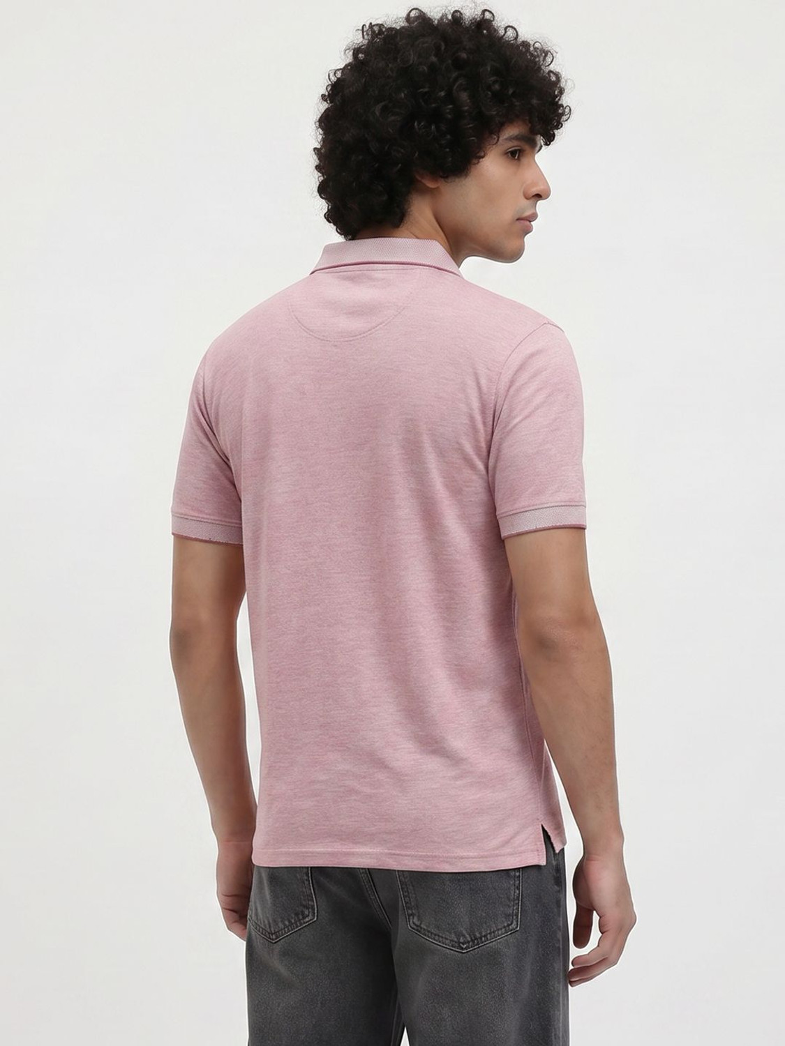Image of Roadster Solid Men Polo Neck Pink T-Shirt