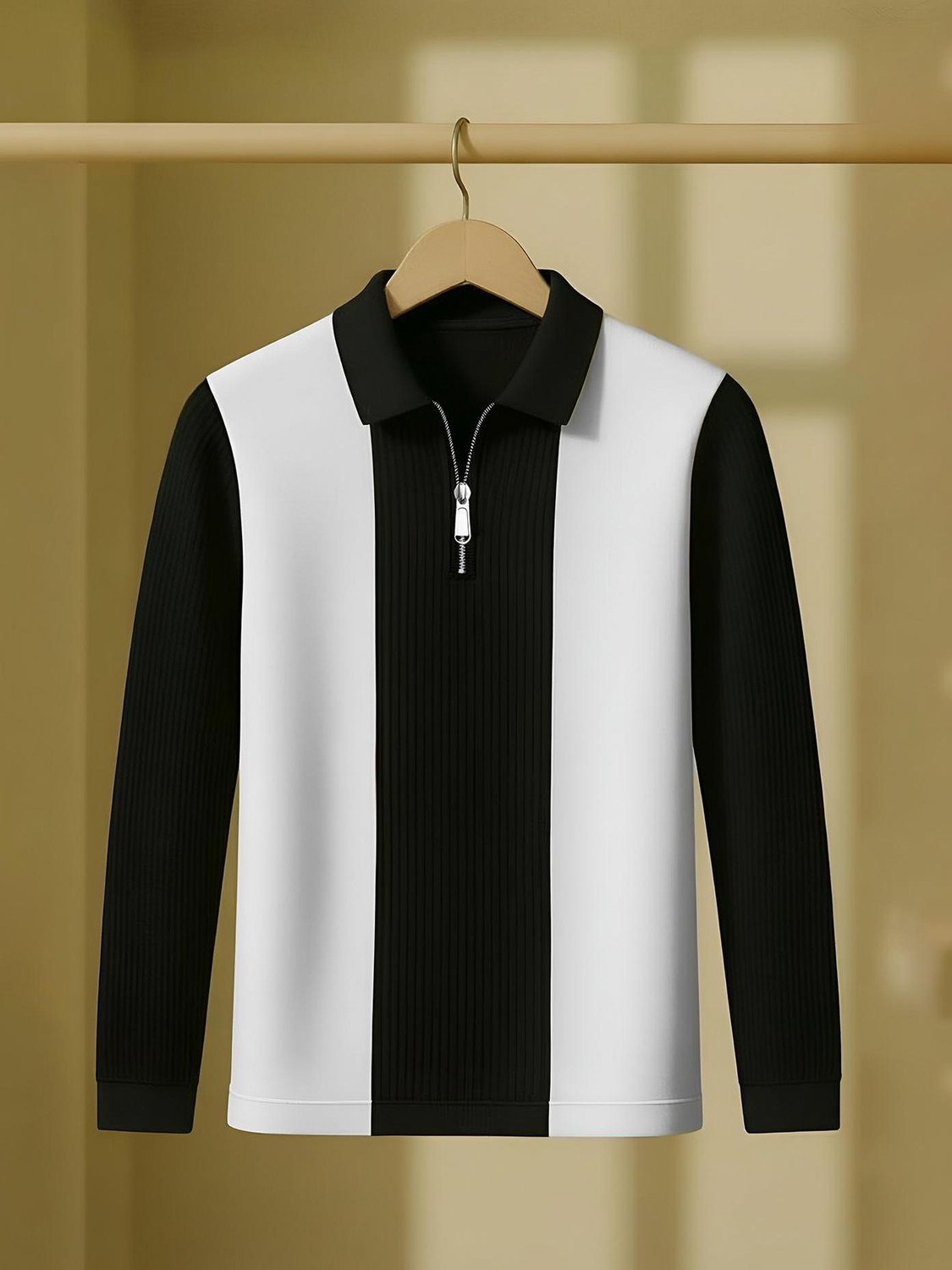 Image of AOOSH Full Sleeve Striped Men Sweatshirt