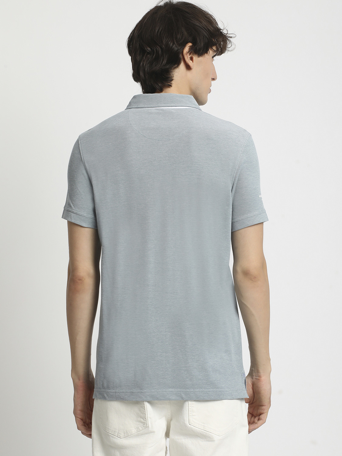 Image of THE BEAR HOUSE Solid Men Polo Neck Blue T-Shirt
